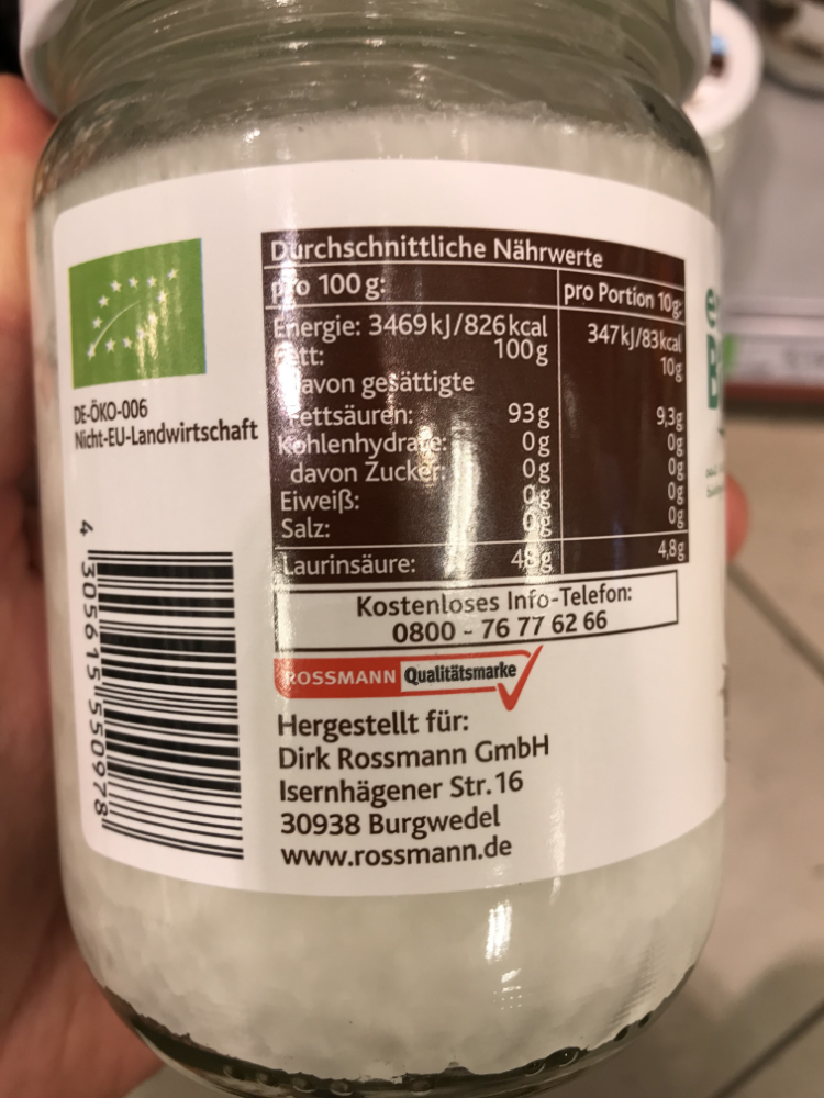 Kokosoel kaufen Rossmann rueckseite